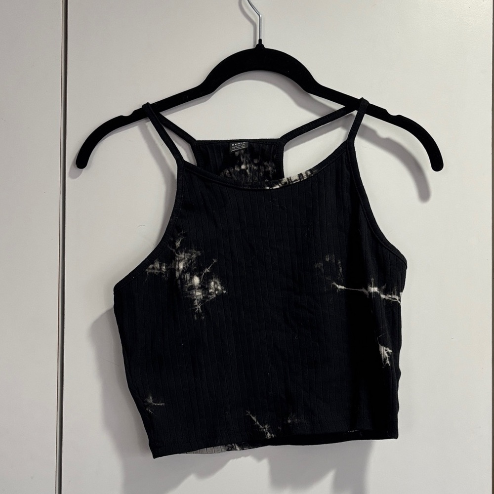 SHEIN‎ Black and White Tie-Dye Crop Top